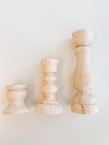 Natural Wood Spindle Taper Holder